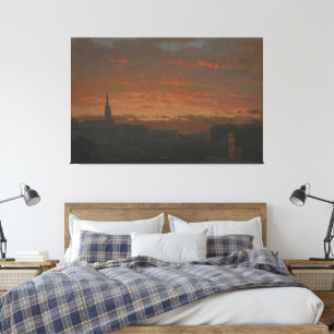 Frederic Edwin Church - Solnedgång och berg Canvastryck