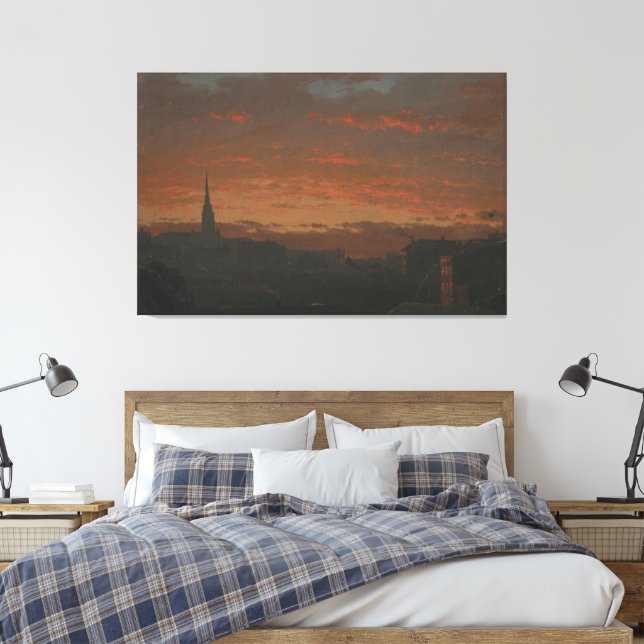 Frederic Edwin Church - Solnedgång och berg Canvastryck (Insitu (sovrum))