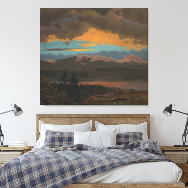 Frederic Edwin Church - Sunset across the Catskill Canvastryck (Insitu (sovrum))