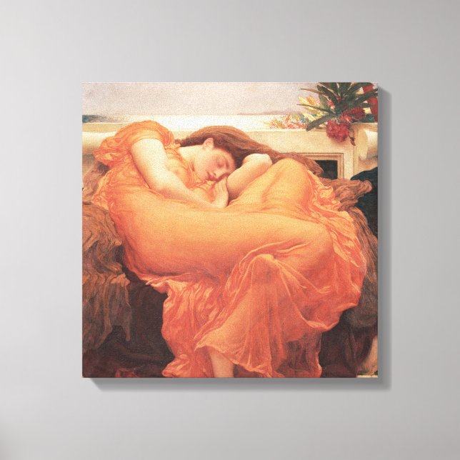 Frederic Lord Leighton Flaming June Square Art Canvastryck (Framsida)