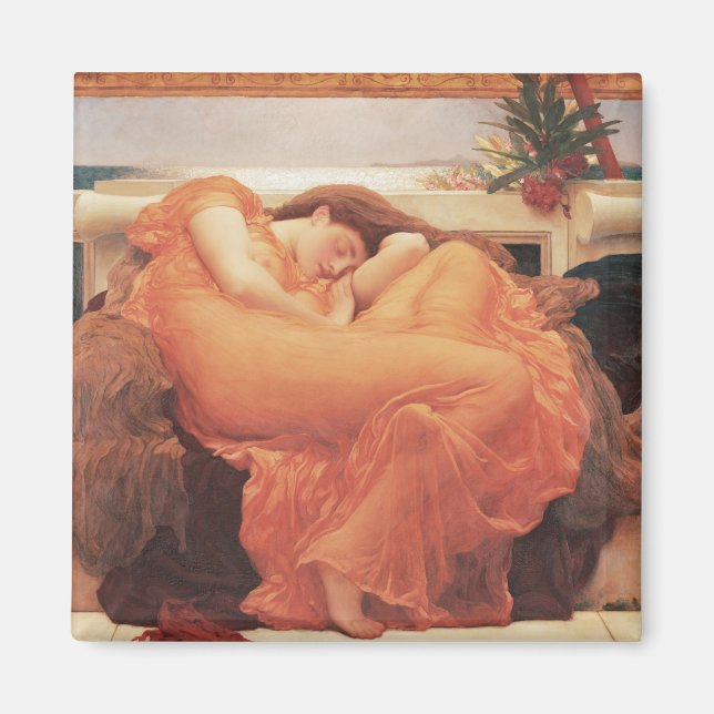 Frederic Lord Leighton Flaming June Square Art Magnet (Framsidan)