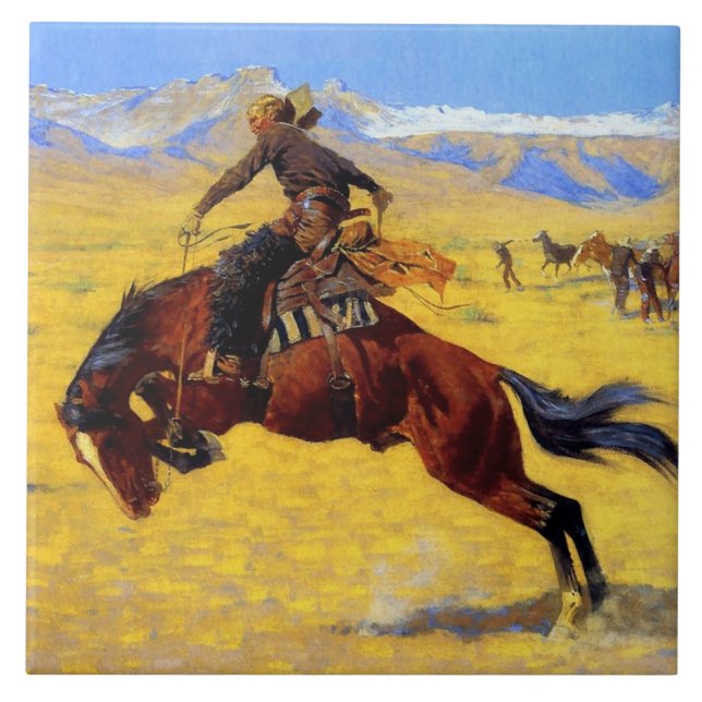 Frederic Remington Art "A Kall Morning on Rang" Kakelplatta (Framsidan)