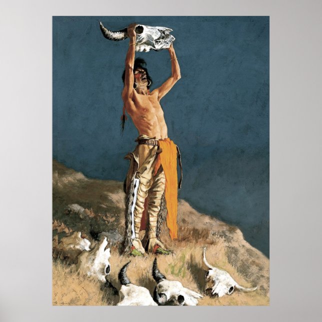 Frederic Remington Art "Conjuring Back to Buffalo" Poster (Framsidan)