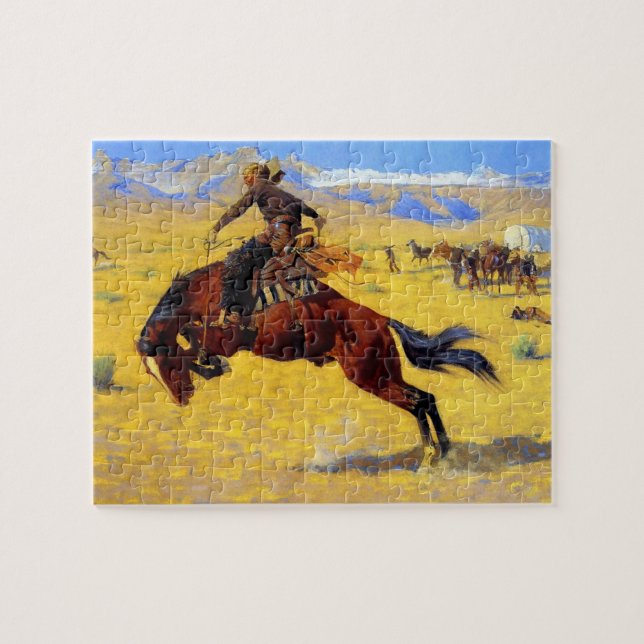 Frederic Remington Art ”En kall morgon på ranchen Pussel (Horisontell)