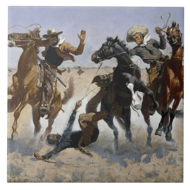 Frederic Remington - bistå en kamrat Kakelplatta (Framsidan)