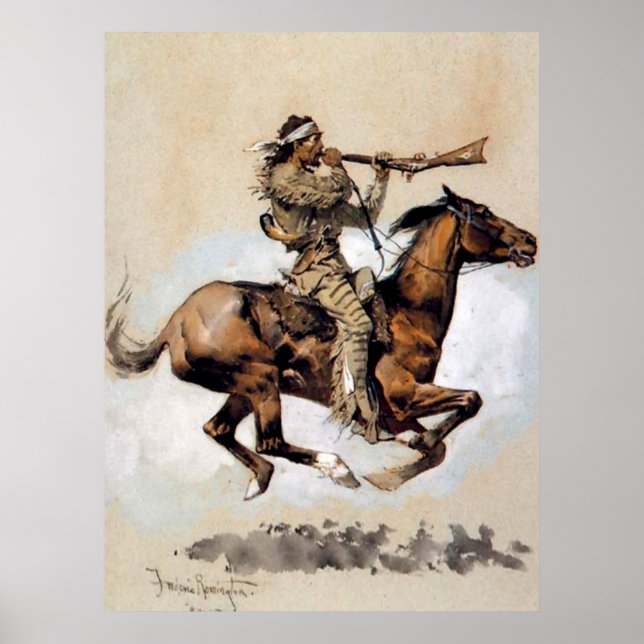 Frederic Remington "Buffalo Hunter Spitting Bullet Poster (Framsidan)
