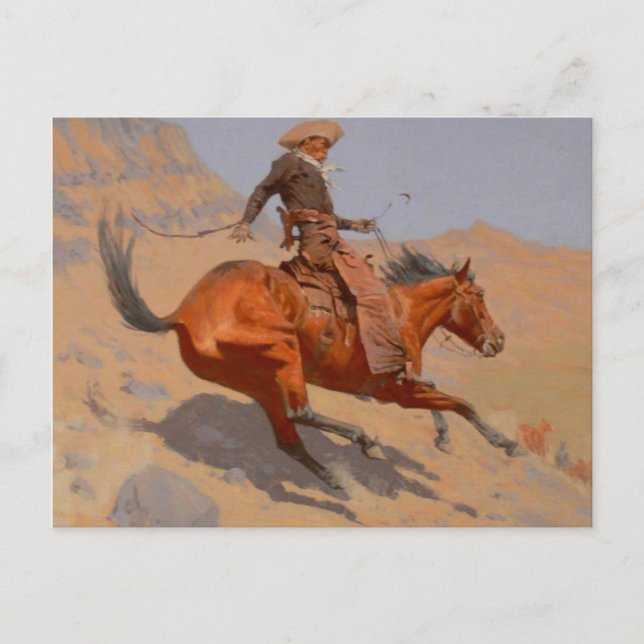 Frederic Remington - Cowboyen Vykort (Framsida)