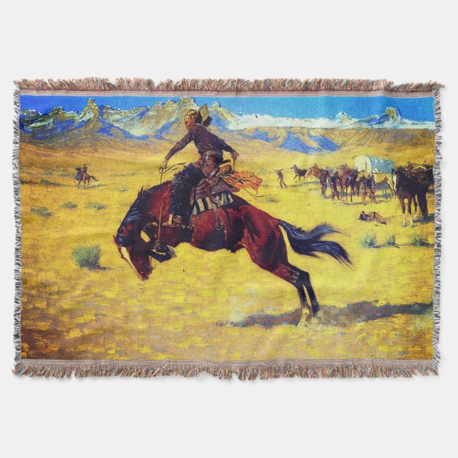 Frederic Remington En kall morgon på ranchen Filt (Framsidan)