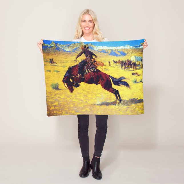 Frederic Remington En kall morgon på ranchen Fleecefilt (På plats)