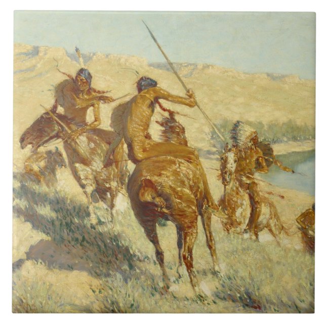 Frederic Remington - episod av buffelvapnet Kakelplatta (Framsidan)