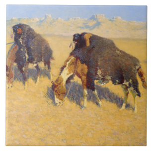 Frederic Remington - Indians Simulerar Buffalo Kakelplatta