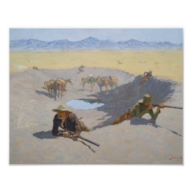Frederic Remington - Kamp för vattenhålet Fototryck (Framsidan)