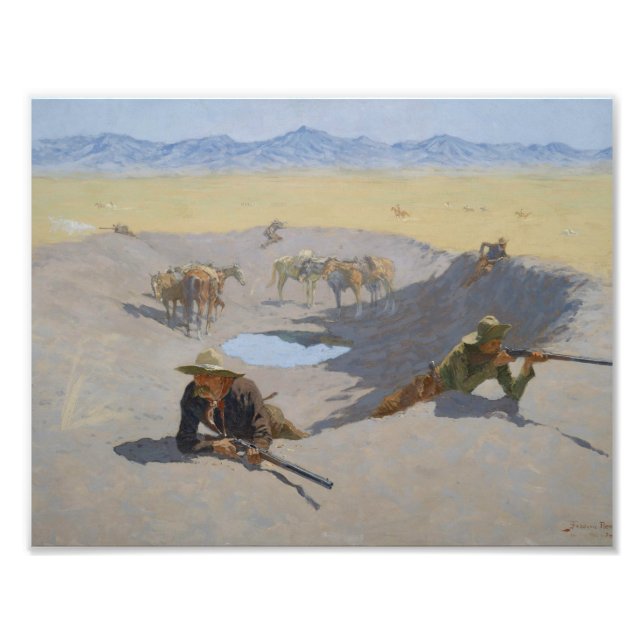 Frederic Remington - Kamp för vattenhålet Fototryck (Framsidan)