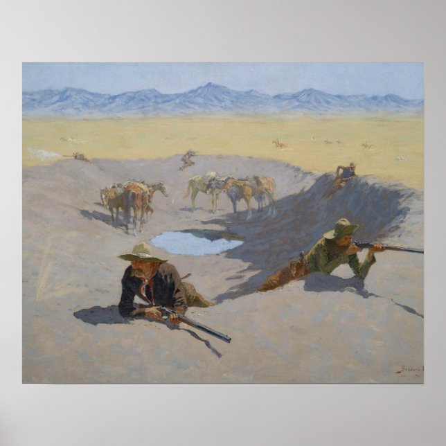 Frederic Remington - Kamp för vattenhålet Poster (Framsidan)