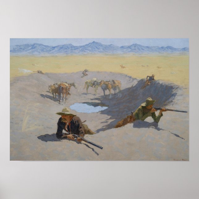 Frederic Remington - Kamp för vattenhålet Poster (Framsidan)