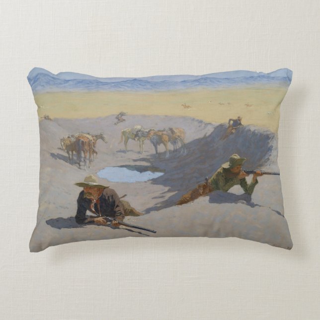 Frederic Remington - Kamp för vattenhålet Prydnadskudde (Framsidan)