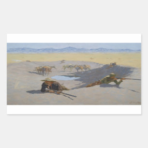 Frederic Remington - Kamp för vattenhålet Rektangulärt Klistermärke