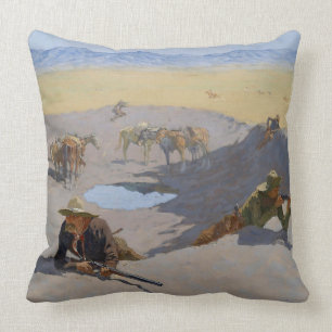 Frederic Remington konsten ”Kampen om vattenhålet” Kudde