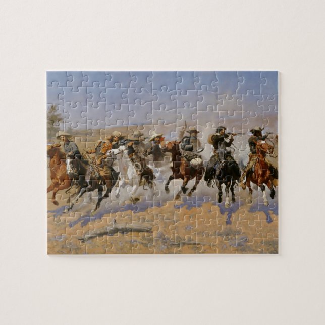 Frederic Remington-målning ”Dash For The Timber” Pussel (Horisontell)