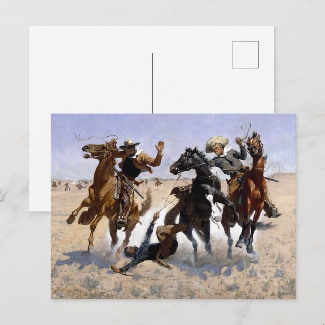 Frederic Remington med kamrat Vykort (Fram/baksida)