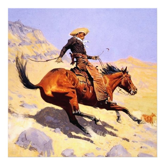 Frederic Remington:s Westerna konst av Cowboyen Fototryck (Framsidan)