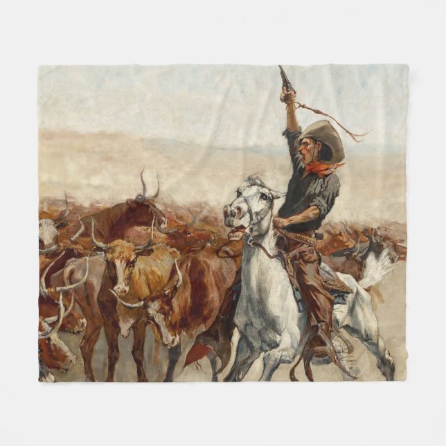 Frederic Remington:s Westerna konst i Roundup Fleecefilt (Framsidan (Horisontell))