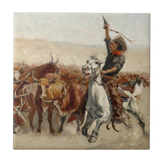Frederic Remington:s Westerna konst i Roundup Kakelplatta