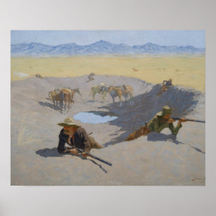Frederic Remington - slagsmål för Waterholen Poster