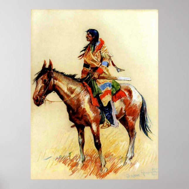 Frederic Remington västerländsk indiansk konst ”En Poster (Framsidan)