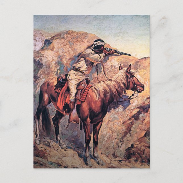 Frederic Remington västerländsk konst ”Apache Ambu Vykort (Framsida)