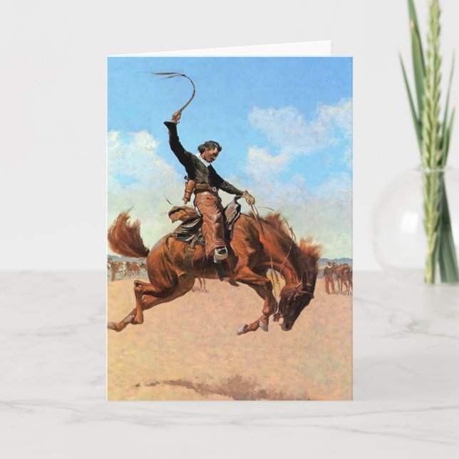 Frederic Remington västerländsk konst ”Bronco Bust Kort (Framsida)