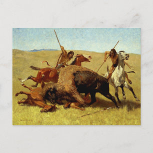 Frederic Remington västerländsk konst ”Buffeljakt” Vykort
