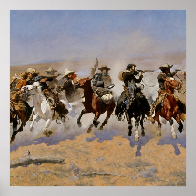 Frederic Remington västerländsk konst “Dash For Th Poster (Framsidan)