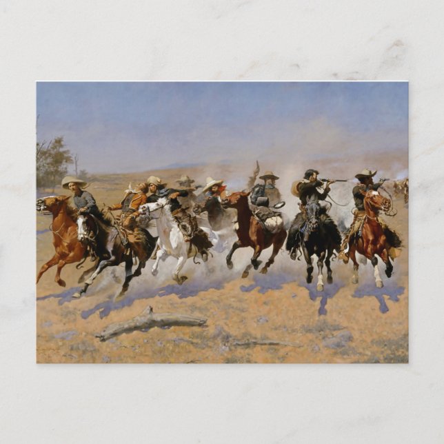 Frederic Remington västerländsk konst “Dash For Th Vykort (Framsida)
