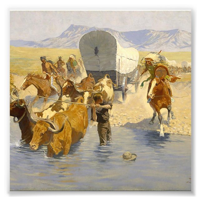 Frederic Remington västerländsk konst ”Emigrantern Fototryck (Framsidan)