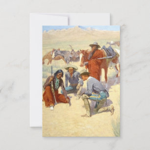 Frederic Remington västerländsk konst ”En karta i Tack Kort