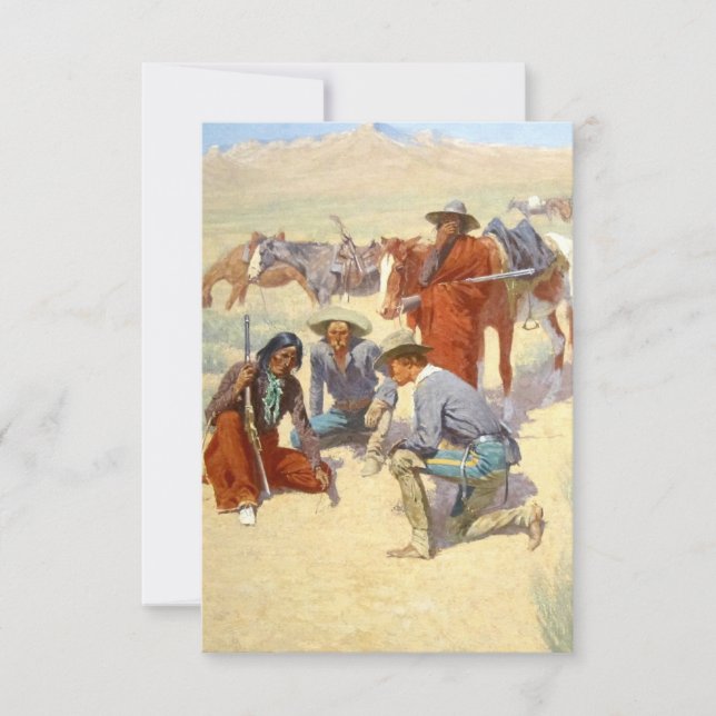 Frederic Remington västerländsk konst ”En karta i  Tack Kort (Framsida)