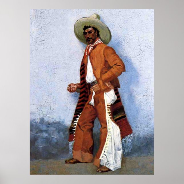 Frederic Remington västerländsk konst ”En Vaquero” Poster (Framsidan)
