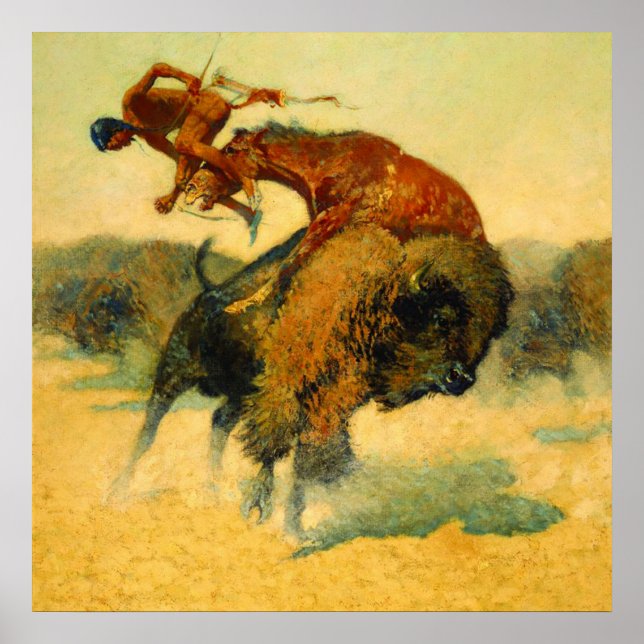 Frederic Remington västerländsk konst “Episod – Bu Poster (Framsidan)
