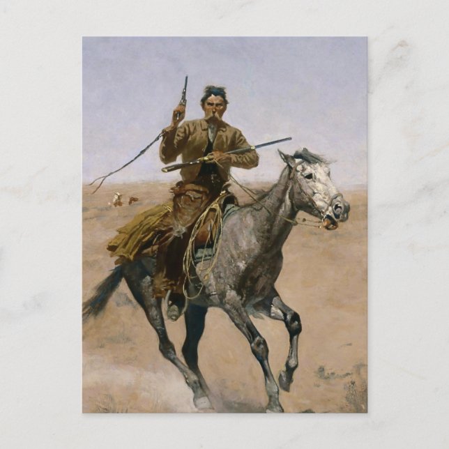 Frederic Remington västerländsk konst ”Flykten” Vykort (Framsida)