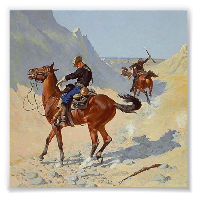 Frederic Remington västerländsk konst ”Framtruppen Fototryck (Framsidan)