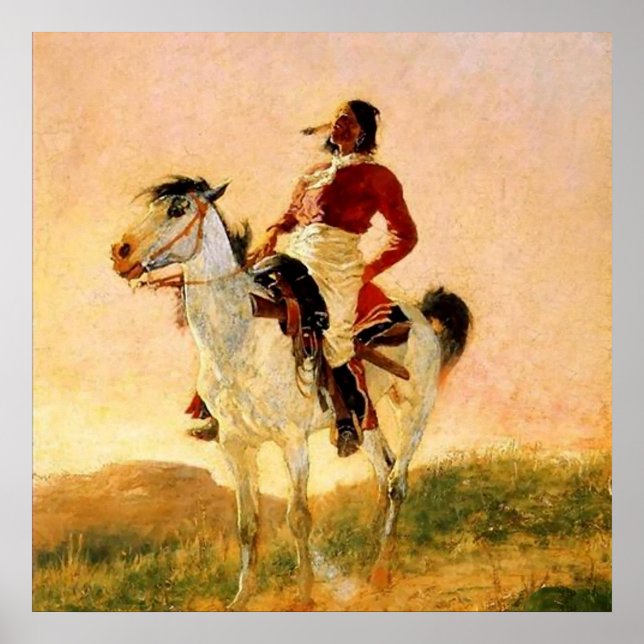 Frederic Remington västerländsk konst ”Modern Coma Poster (Framsidan)