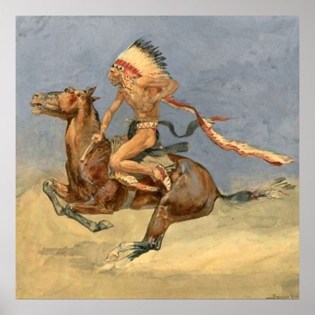 Frederic Remington västerländsk konst ”Pony War Da Poster (Framsidan)