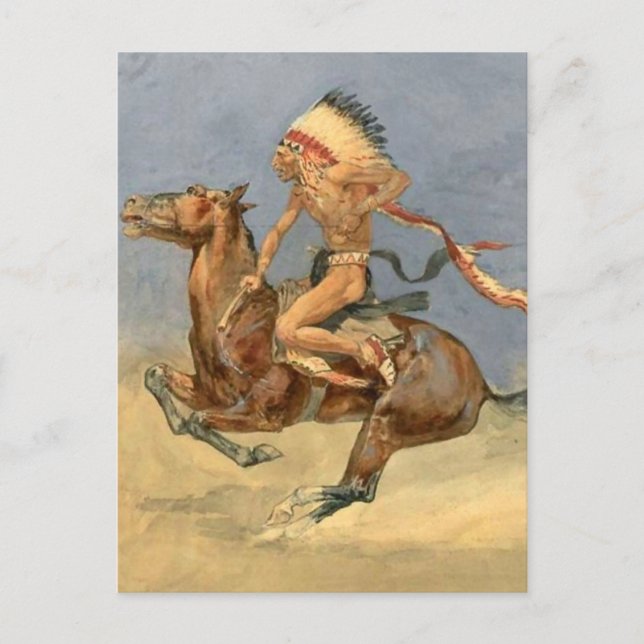Frederic Remington västerländsk konst ”Pony War Da Vykort (Framsida)