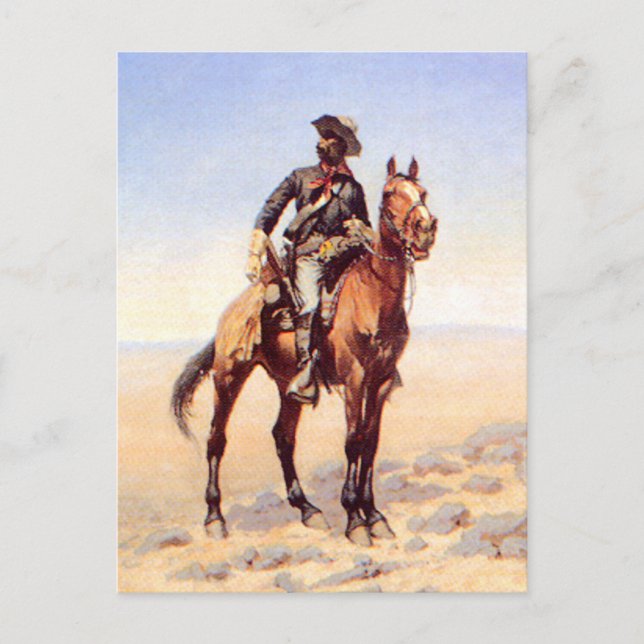 Frederic Remington västerländsk konst ”Svart kaval Vykort (Framsida)