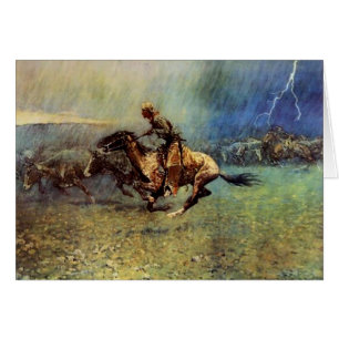 Frederic Remington västerländsk konst ”The Stamped Hälsningskort