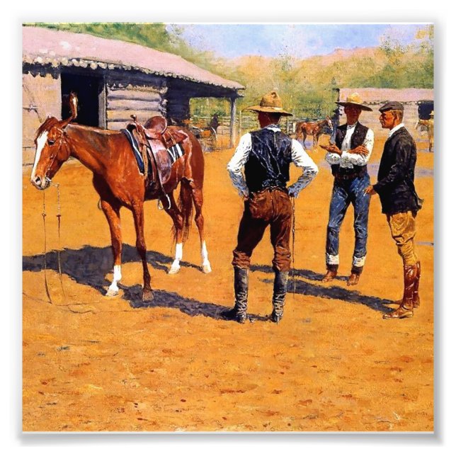 Frederic Remington Western Art "Buying Ponies" Fototryck (Framsidan)