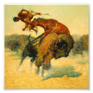 Frederic Remington Western Art "Episode - Buffalo Fototryck