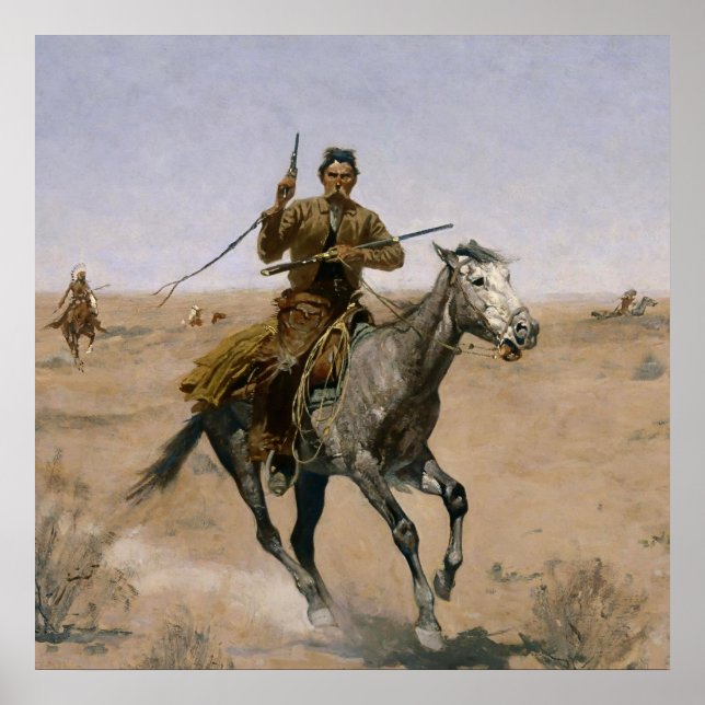 Frederic Remington Western Art "Flygningen" Poster (Framsidan)