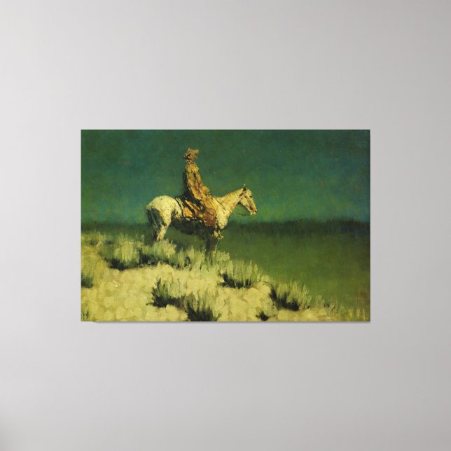 Frederic Remington's The Night Herder (cirka 1908) Canvastryck (Framsida)